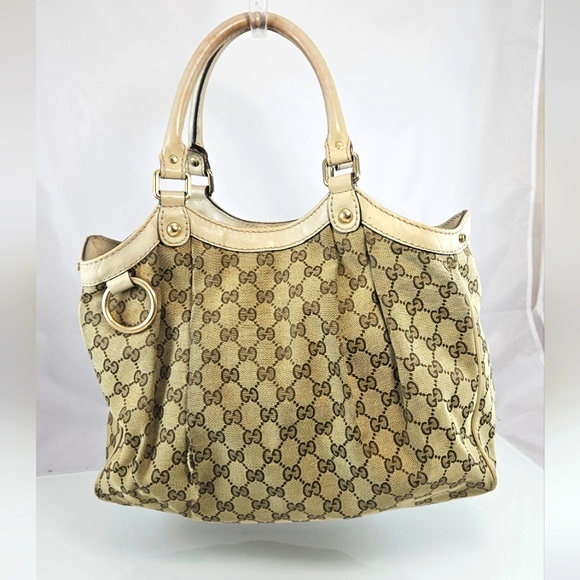 🎁GUCCI Sukey Medium Tote Bag Handbag GG Canvas MUST SELL! - Picture 3 of 16